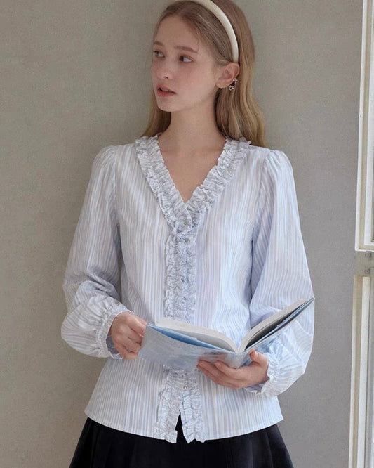 【pre oder】frill point stripe tops RI1476