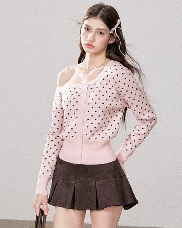 dot one shoulder tops RI1485