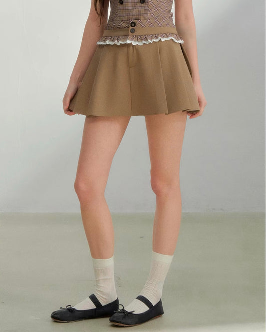 frill point beige skirt RI1427