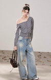dot one shoulder tops RI1485